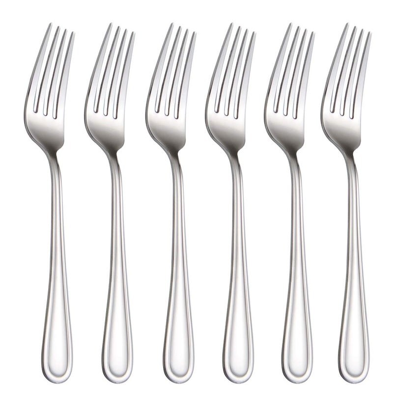 faderic Salad Forks Set of 6, Flatware Fork 7-Inch, Stainless Steel Table Forks Mirror Polishing (Silver, 6pcs-Round Handle) - Image 1